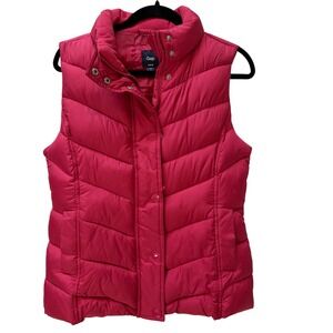 Gap Women Medium  Red Pink Vintage Y2K Quilt Puffer Vest Magenta Gorpcore Retro